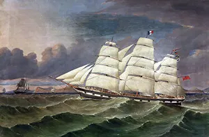 Rigging Prints: The Full rigged ship Caribou off the Otago Coast