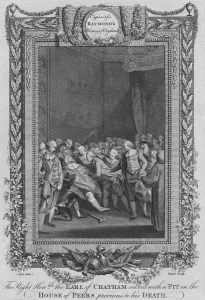 J Cooke Gallery: The Right Honourable the Earl of Chatham seized with a Fit in the House of Peers, c1787