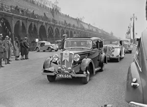 Madeira Drive Prints: Riley 4-door saloon of AS Bassett at the RAC Rally, Madeira Drive, Brighton, 1939