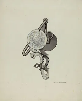 Equestrian Equipment Prints: Ring Bit, c. 1936. Creator: Harry Mann Waddell