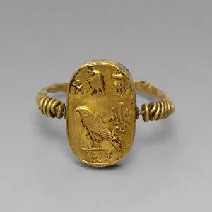 Falcon Collection: Ring Depicting Isis and Horus, Egypt, Ptolemaic Period (332-30 BCE). Creator: Unknown