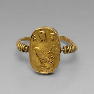 Falcon Collection: Ring Depicting Isis and Horus, Egypt, Ptolemaic Period (332-30 BCE). Creator: Unknown