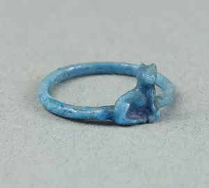 18th Dynasty Gallery: Ring: Figure of Seated Cat, Egypt, New Kingdom, Dynasty 18 (about 1390 BCE)