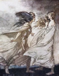 The Valkyrie Prints: The ring upon thy hand. Illustration for Siegfried and The Twilight of the Gods by Richard Wagner