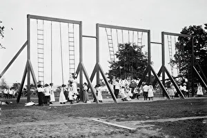Playground Prints: Rings and poles, Bronx Park, 1911. Creator: Bain News Service