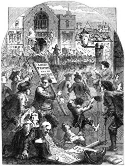 Placard Collection: A riotous assembly outside Parliament House, London, 18th century (19th century)