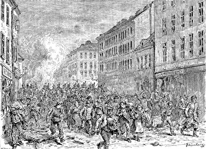 Civilian Prints: The Riots in Vienna: Hussars chasing mob in the Lerchenfelder-Strasse
