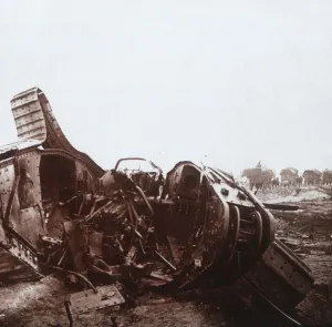 Champagne Ardenne Prints: Ripped open tank, Champagne, northern France, c1914-c1918
