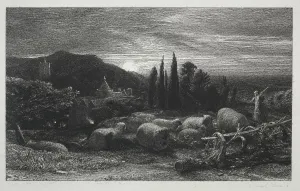 Samuel Palmer Prints: The Rising Moon, 1857. Creator: Samuel Palmer (British, 1805-1881)