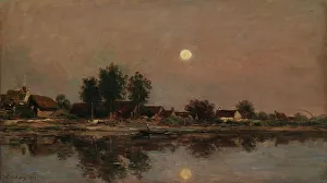 1874 Prints: The Rising Moon on the River Bank; Village by the Light of the Moon