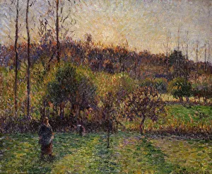 Rising sun at Eragny, 1894. Creator: Pissarro, Camille (1830-1903) Rising sun at Eragny, 1894. Creator: Pissarro, Camille (1830-1903)