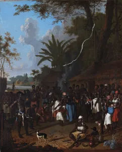 Slave Trade Prints: Ritual slave feast on a sugar plantation in Suriname