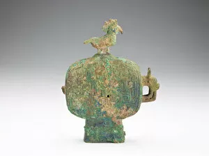 Ritual vessel (huo) with bird stopper, Eastern Zhou dynasty, 8th century BCE