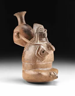 Family Life Gallery: Ritual Vessel Representing a Woman Carrying a Vessel (Aryballos) and Nursing a Child, A.D
