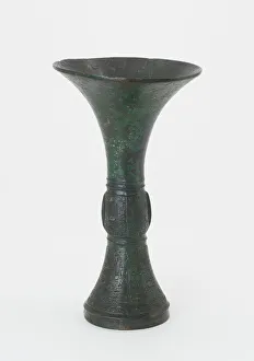 Ritual Equipment Prints: Ritual wine vessel (gu), Shang dynasty, ca. 12th century BCE. Creator: Unknown