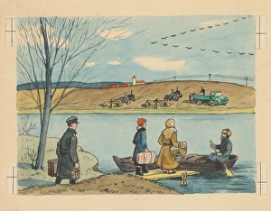 1928 Prints: Across the river, 1928. Creator: Andrej Kovacik