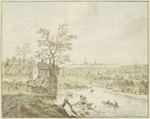Panorama Prints: River area, the sea with a city in the distance. Creator: Cornelis Verdonck