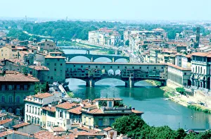 River Arno Prints: River Arno and Ponte Vecchio from Piazzale Michelangelo, Florence, Italy