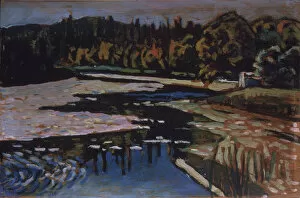 State Russian Museum Gallery: A River in autumn. Artist: Kandinsky, Wassily Vasilyevich (1866-1944)