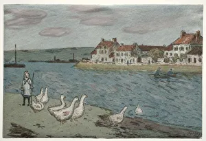 The River Bank or Geese, 1897. Creator: Alfred Sisley (French, 1840-1899)