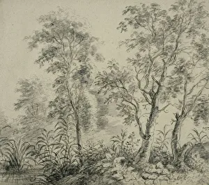 Anthony Waterloo Prints: River bank with a row of trees. Creator: Anthonie Waterloo