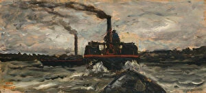 On The Move Collection: River Boat, c. 1860. Creator: Charles Francois Daubigny