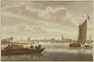 Seascape Prints: A river, bustling with ships and boatmen