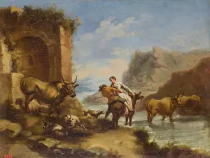Farm Animal Prints: River Crossing, 1665. Creator: Ignacio de Iriarte