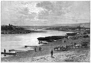 Barbant Prints: The River Dniester seen from near Moghilov, Russia, 1879. Artist: Barbant