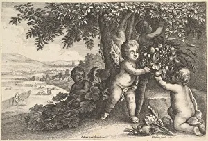 Pieter Van Prints: The River God and the Boys, 1625-77. Creator: Wenceslaus Hollar