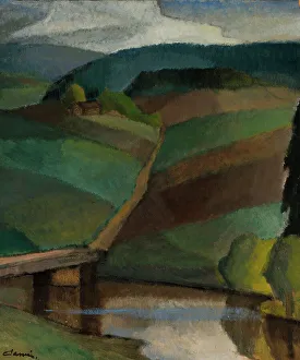 Caven Alvar Prints: River Landscape, 1916. Creator: Alvar Cawén