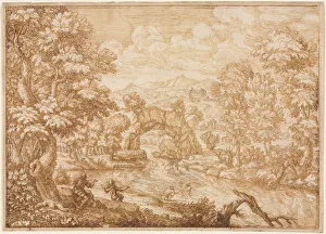River Landscape with Arched Rock, second half 1600s. Creator: Crescenzio di Onofrio (Italian