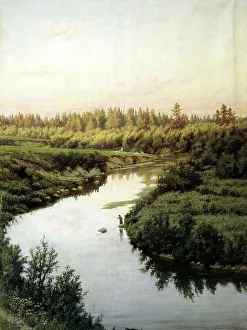 River landscape. Artist: Briullov, Pavel Alexandrovich (1840-1914) River landscape. Artist: Briullov, Pavel Alexandrovich (1840-1914)