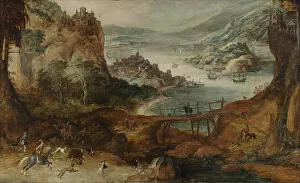 Wild Boar Prints: River Landscape with Boar Hunt, c.1590-c.1635. Creator: Joos de Momper, the younger