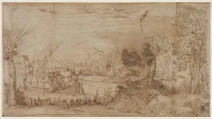 Annibale Carracci Italian Prints: River Landscape with Boats, c. 1590. Creator: Annibale Carracci (Italian, c. 1560-1609)