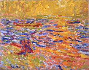 Textured Prints: River landscape, c. 1907. Creator: Max Pechstein