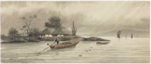 Ivan Konstantinovich 1817 1900 Prints: River landscape with two cottages, 1840s