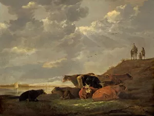Images Dated 25th March 2021: River Landscape with Cows, 1645 / 1650. Creator: Aelbert Cuyp