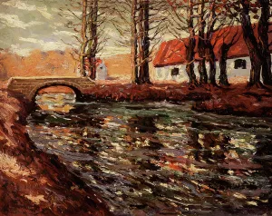 Reflections Prints: River Landscape, early 20th century. Creator: Ernest Lawson