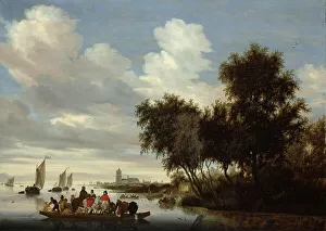 River Landscape with Ferry, 1649. Creator: Salomon Ruysdael