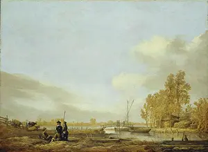 Albert Prints: River Landscape with Footbridge, c1641. Creator: Aelbert Cuyp