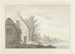 River landscape with some houses, 1779. Creator: G van Bosvelt