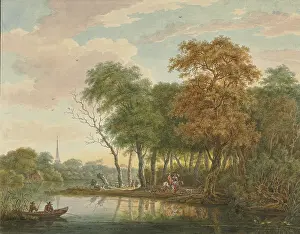Waters Edge Prints: River landscape with two riders, after 1776. Creator: Aert Schouman