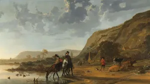 Cuyp Aelbert Prints: River Landscape with Riders, c.1653-1657. Creator: Aelbert Cuyp