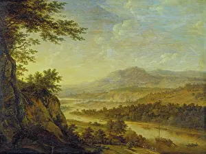 River Landscape with Rise of Cliffs, 1650. Creator: Herman Saftleven the Younger
