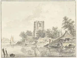 Spilman Henricus Prints: River landscape with a ruined church tower, 1733-1784. Creator: Hendrik Spilman