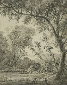 Anthony Waterloo Prints: River landscape with tall tree to right. Creator: Anthonie Waterloo