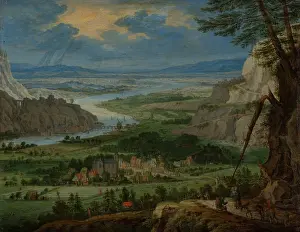 Horizon Prints: River Landscape with Travelers, c1670-1680. Creator: Peeter Gysels