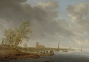 River Landscape with a View of Naarden, 1642. Creator: Salomon Ruysdael River Landscape with a View of Naarden, 1642. Creator: Salomon Ruysdael