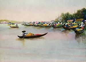 Edwin Gallery: The River Market, Bangkok, 1913. Artist: Edwin Norbury